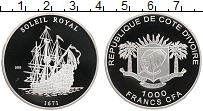 Продать Монеты Кот-д`Ивуар 1000 франков 2010 Серебро