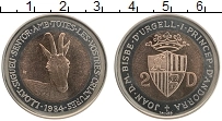 Продать Монеты Андорра 2 динерса 1984 Биметалл