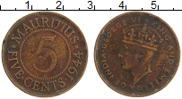 Продать Монеты Маврикий 5 центов 1944 Медь