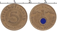 Продать Монеты Третий Рейх 5 пфеннигов 1938 Медь
