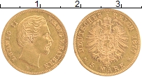 Продать Монеты Бавария 5 марок 1877 Золото