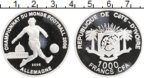 Продать Монеты Кот-д`Ивуар 1000 франков 2006 Серебро