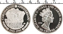 Продать Монеты Теркc и Кайкос 20 крон 1993 Серебро