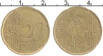 Продать Монеты Франция 20 евроцентов 1999 Латунь