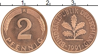 Продать Монеты ФРГ 2 пфеннига 1995 сталь с медным покрытием