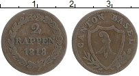 Продать Монеты Базель 2 раппа 1818 Серебро