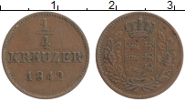 Продать Монеты Вюртемберг 1/4 крейцера 1842 Медь
