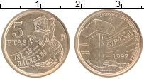 Продать Монеты Испания 5 песет 1997 Латунь