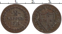 Продать Монеты Аргау 2 раппа 1814 Медь