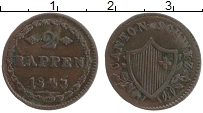 Продать Монеты Швейцария 2 раппа 1846 Медь
