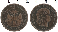 Продать Монеты Гаити 2 сентима 1881 Медь