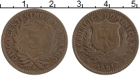 Продать Монеты Доминиканская республика 5 сентесим 1891 Медь