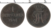 Продать Монеты Ольденбург 1 шварен 1852 Медь