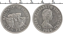Продать Монеты Остров Джерси 10 пенсов 1986 