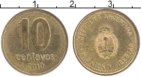 Продать Монеты Аргентина 10 сентаво 2008 сталь покрытая латунью