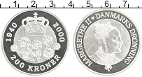 Продать Монеты Дания 200 крон 2000 Серебро