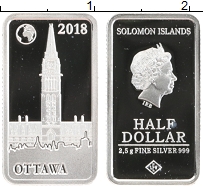 Продать Монеты Соломоновы острова 1/2 доллара 2018 Серебро