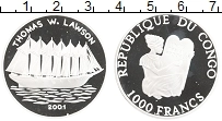 Продать Монеты Конго 1000 франков 2001 Серебро