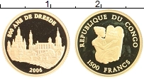 Продать Монеты Конго 1500 франков 2006 Золото