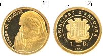 Продать Монеты Андорра 1 динер 2010 Золото