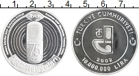 Продать Монеты Турция 10000000 лир 2002 Серебро