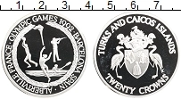 Продать Монеты Теркc и Кайкос 20 крон 1992 Серебро