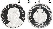 Продать Монеты Мальтийский орден 25 лир 2005 Серебро