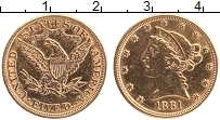 Продать Монеты США 5 долларов 1881 Золото