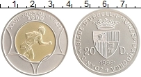 Продать Монеты Андорра 20 динерс 1999 Серебро