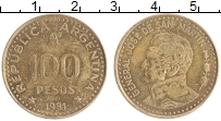 Продать Монеты Аргентина 100 песо 1981 Латунь