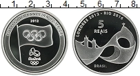 Продать Монеты Бразилия 5 реалов 2012 Серебро
