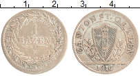 Продать Монеты Сант-Галлен 1 батзен 1814 Серебро