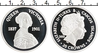 Продать Монеты Теркc и Кайкос 20 крон 2001 Серебро