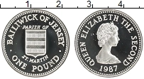 Продать Монеты Остров Джерси 1 фунт 1987 Серебро