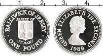 Продать Монеты Остров Джерси 1 фунт 1989 Серебро