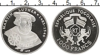 Продать Монеты Того 1000 франков 1999 Серебро