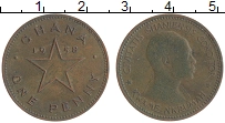 Продать Монеты Гана 1 песева 1958 Бронза