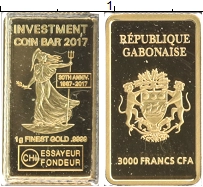 Продать Монеты Габон 3000 франков 2017 Золото