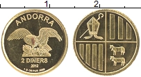 Продать Монеты Андорра 2 динерса 2012 Золото