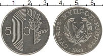 Продать Монеты Кипр 50 милс 1988 Медно-никель