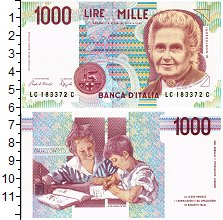 Продать Банкноты Италия 1000 лир 1990 