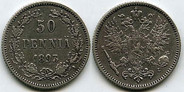 50 пенни 1893 г L, отличная, в холдере