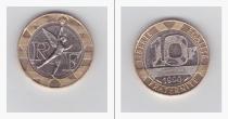 Аукцион: лот Франция 10 франков Би-металл: центр - никель, кольцо - алюминиевая бронза 1990