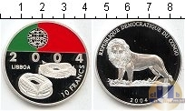 Продать Монеты Конго 10 франков 2004 Серебро