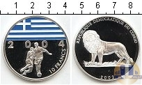 Продать Монеты Конго 10 франков 2002 Серебро