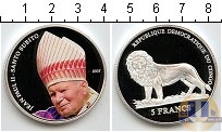 Продать Монеты Конго 5 франков 2007 Серебро