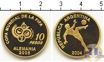 Продать Монеты Аргентина 10 песо 2004 Золото