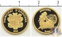 Продать Монеты Андорра 5 динерс 2004 Золото