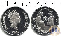 Продать Монеты Олдерни 5 фунтов 2002 Серебро