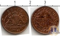 Продать Монеты Баден 1/2 крейцера 1870 Медь